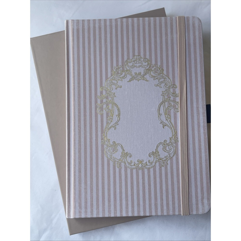 Archer & Olive Blank Dot Grid Journal Notebook - Pink Striped Cover Design A5